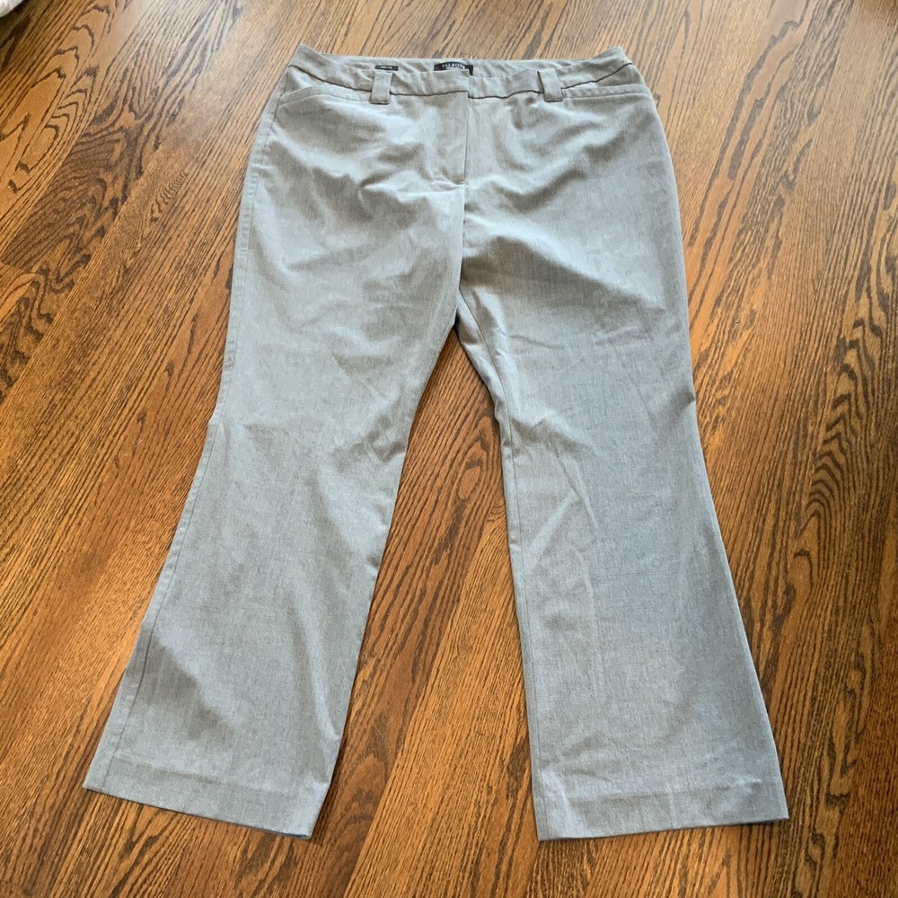 Talbots Women's Heritage Pants Gray Flat Front Sz 16W Business Workwear Travel